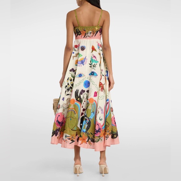 Alemais Evergreen printed maxi linen sundress, XS 2 - Picture 3 of 7